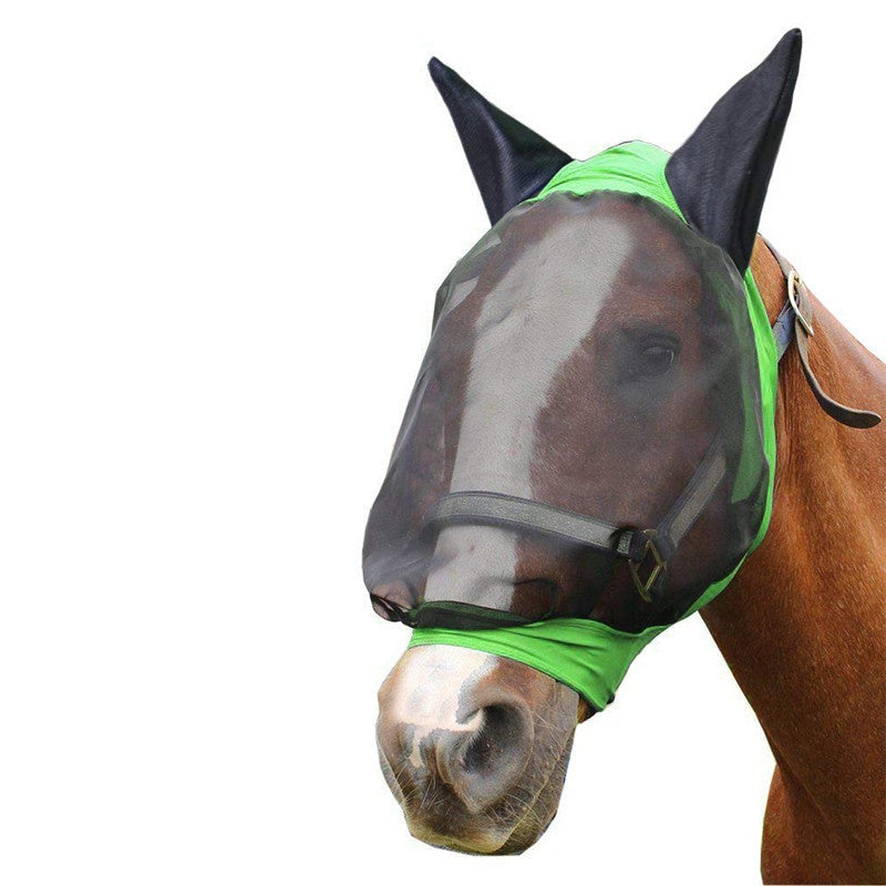 Mosquito-proof horse mask for summer, lightweight mesh design for fly protection