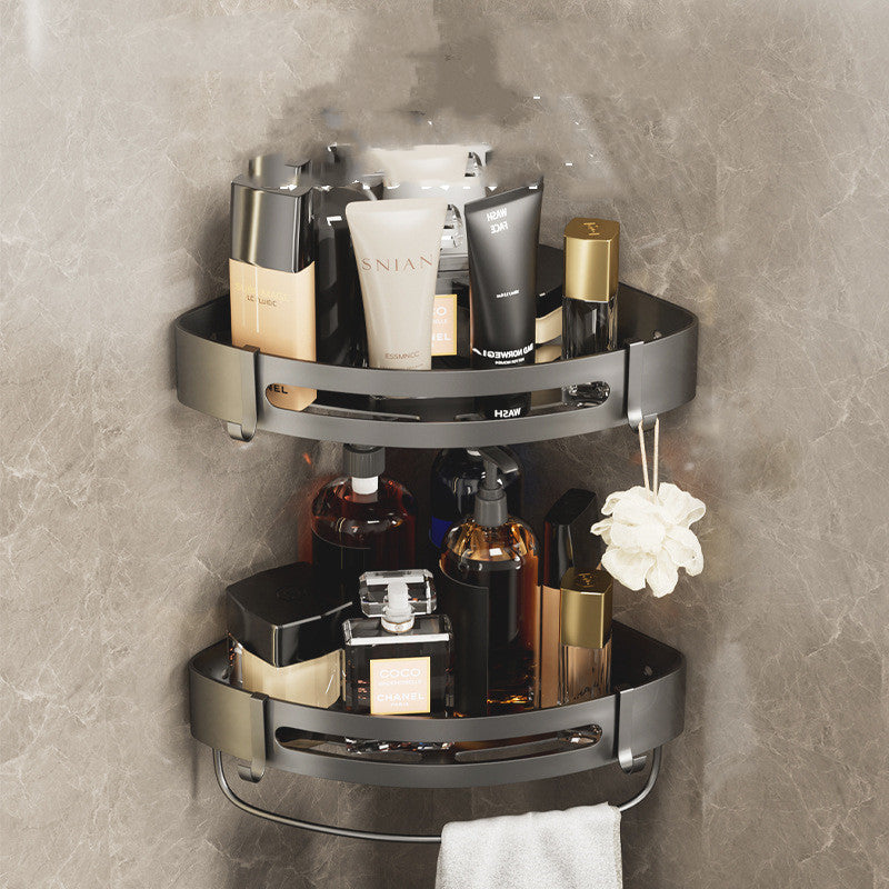 Triangle bathroom wall hanging shelving rack, perforated simple storage shelf by My Store