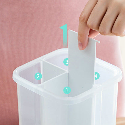 Whole grain storage box in a clear rectangular container with secure lid