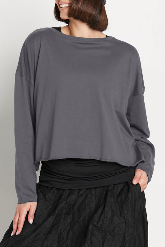 Lava-colored Pima cotton mini luxury boxy T-shirt by PLANET by Lauren G, showcasing a relaxed fit and soft fabric.