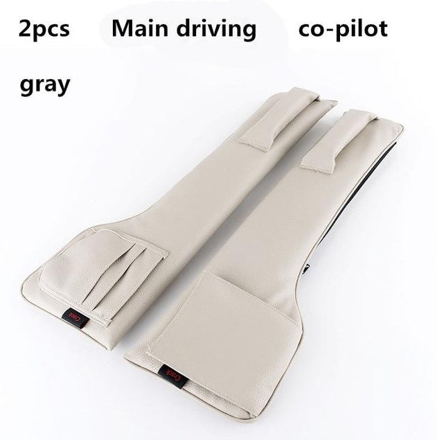 Car seat gap filler pocket organizer installed between vehicle seats