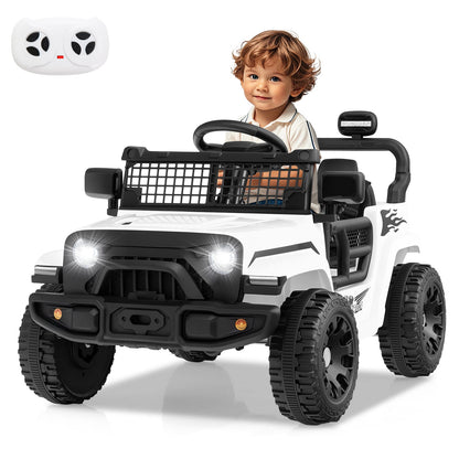 Green 12V kids ride-on truck with realistic design, battery-powered electric vehicle for children, GBruno Store product.