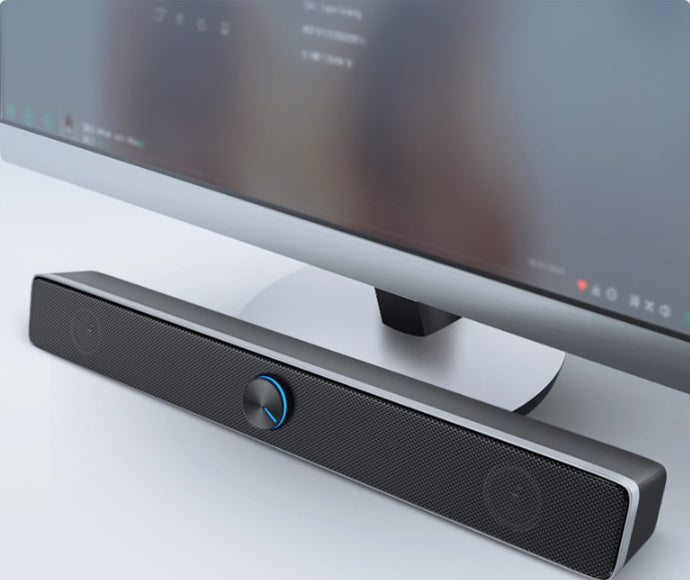 Long speaker notebook mobile phone desktop audio system on display