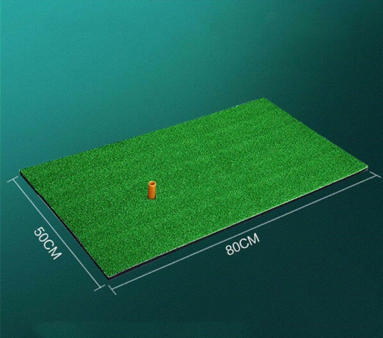 Golf practice mat with textured artificial turf surface for indoor or outdoor swing training