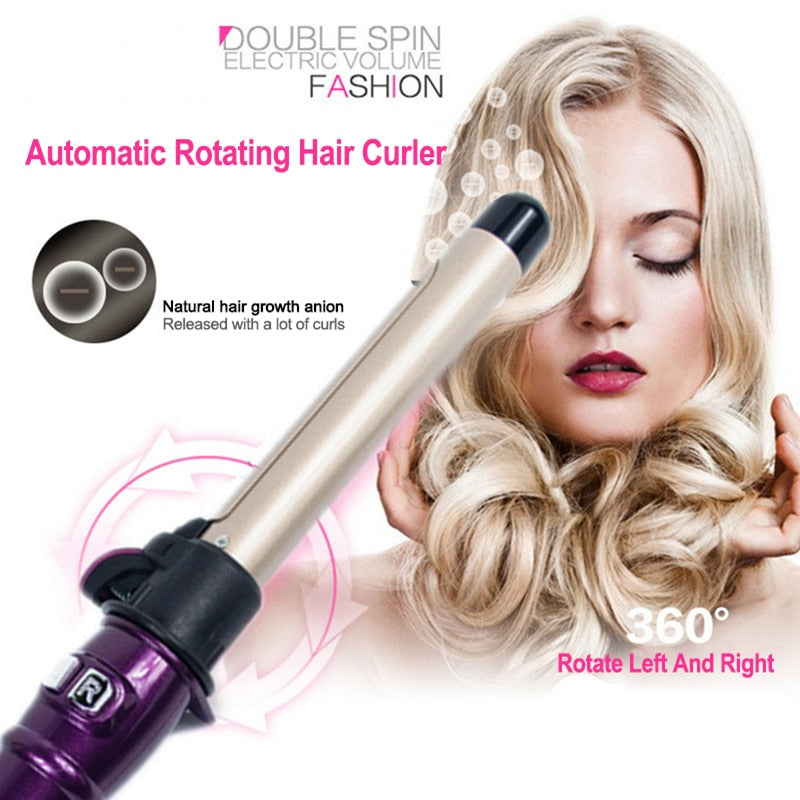 Automatic ceramic electric curling iron by My Store with ergonomic handle and rotating barrel