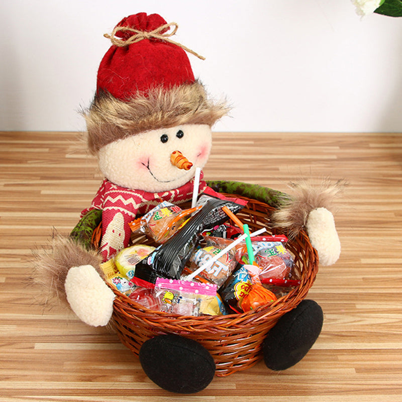 Christmas candy basket tabletop ornament with colorful candy decorations for children's Christmas display
