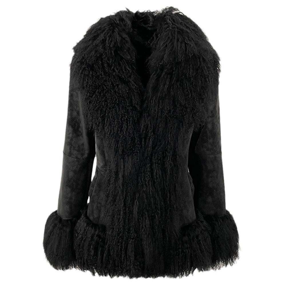 Thickened wool jacket with suede-like finish in a structured outerwear design