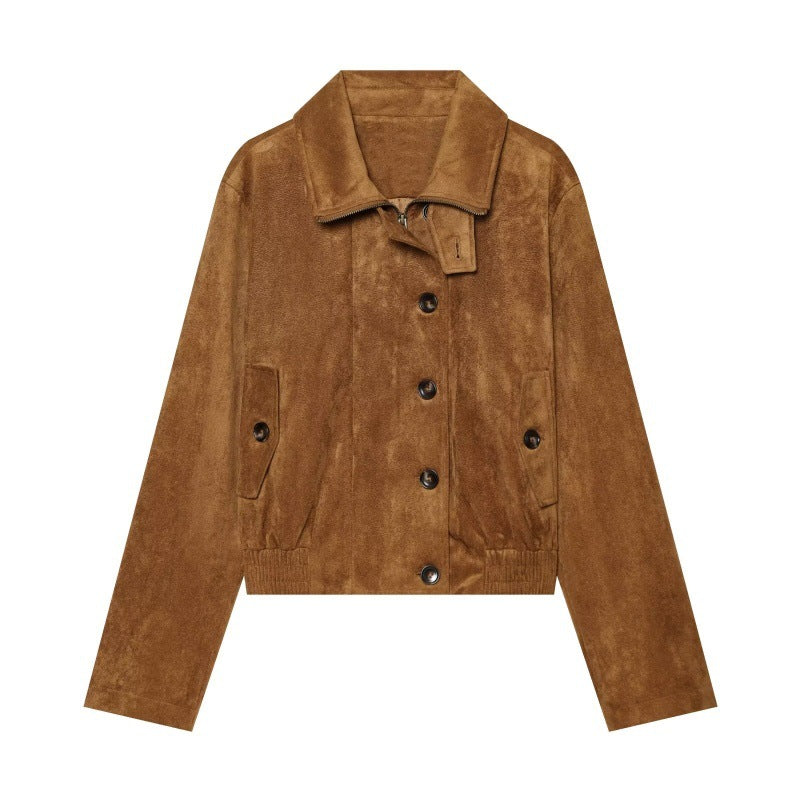 Women's retro stand-collar elastic-waist jacket coat by My Store