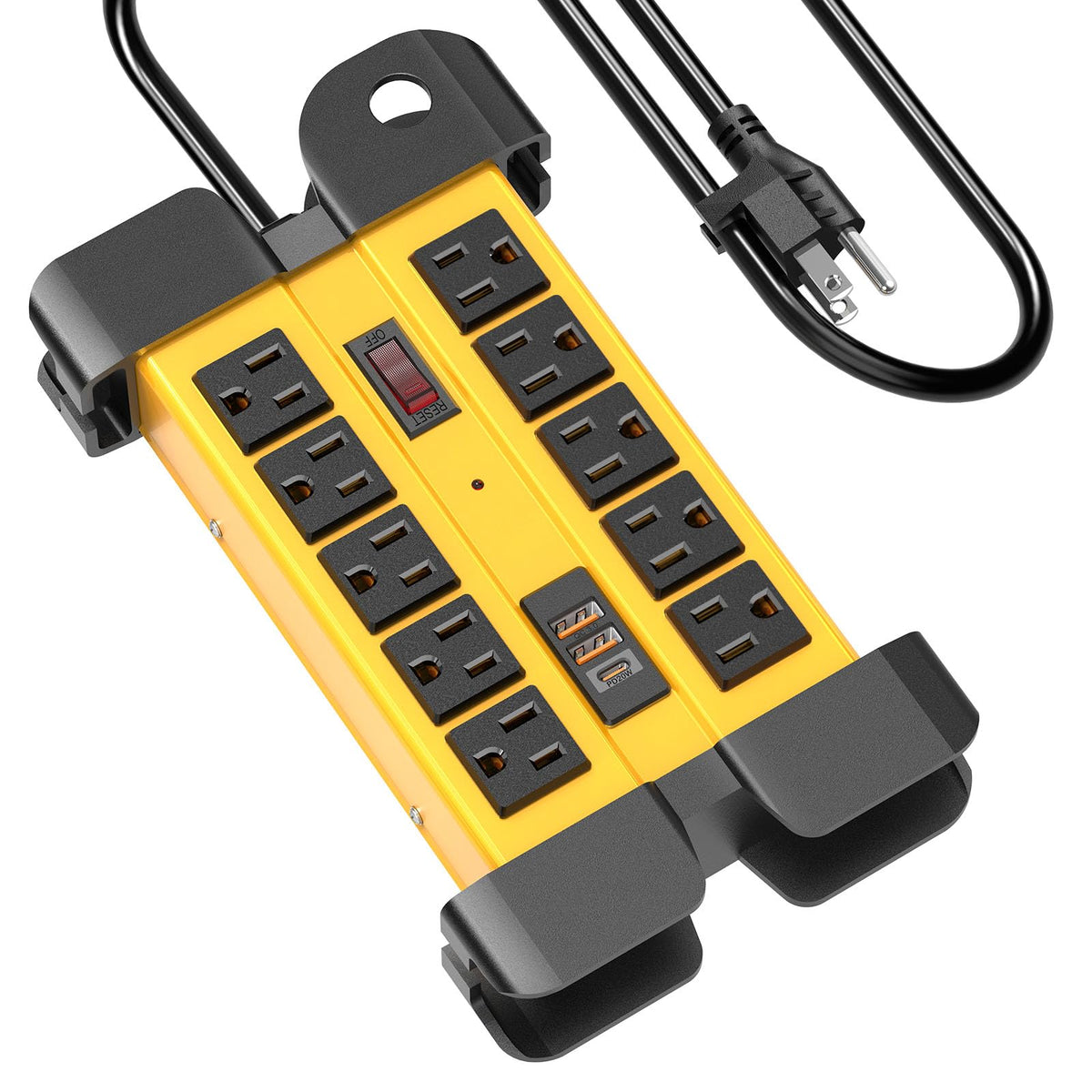 10-Outlet Industrial USB-Charging Power Strip