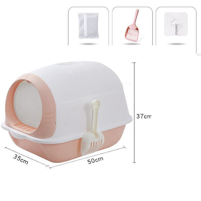 Elevated semi-closed litter suction deodorant cat toilet with flip cover