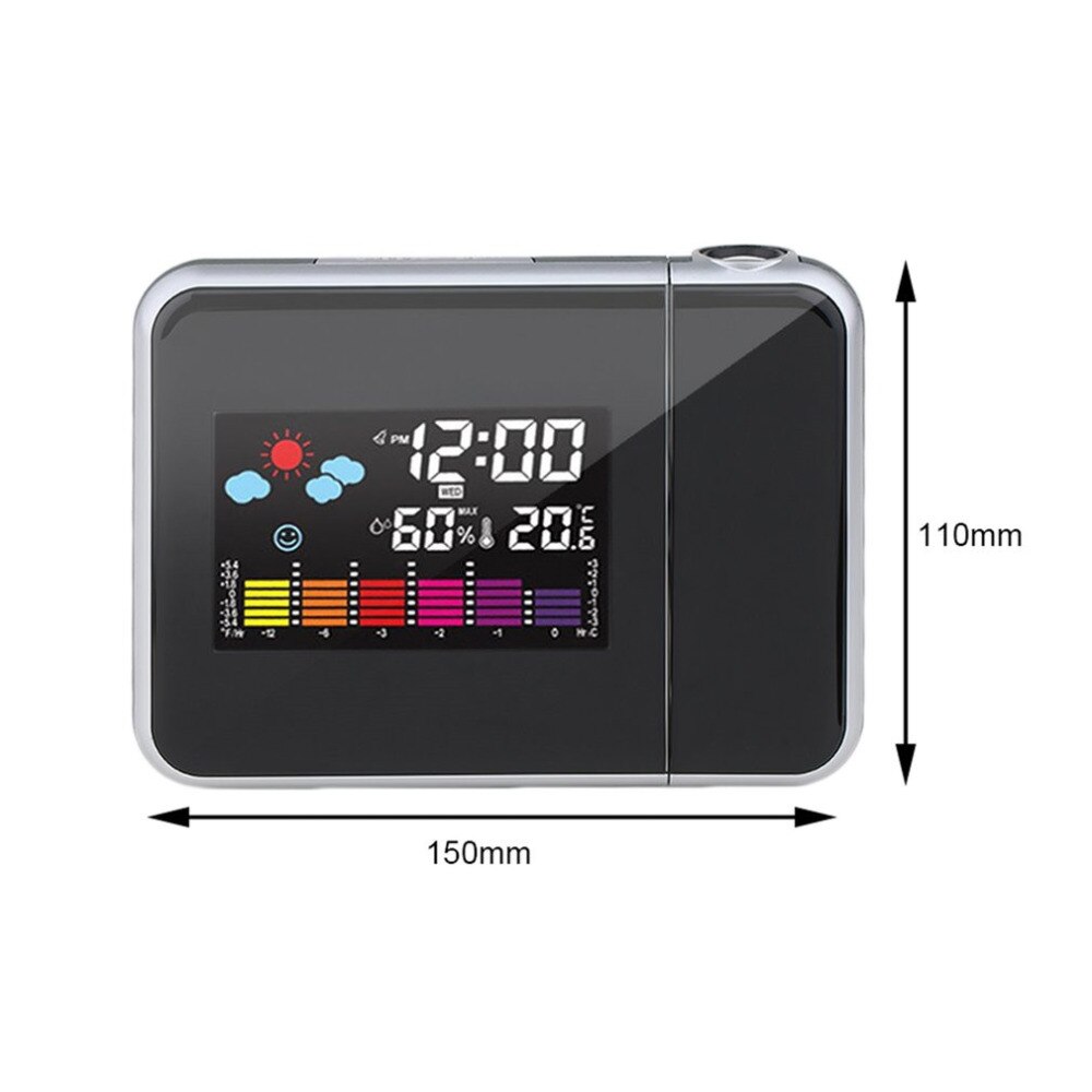 Black digital projection alarm clock displaying time on a wall, My Store brand