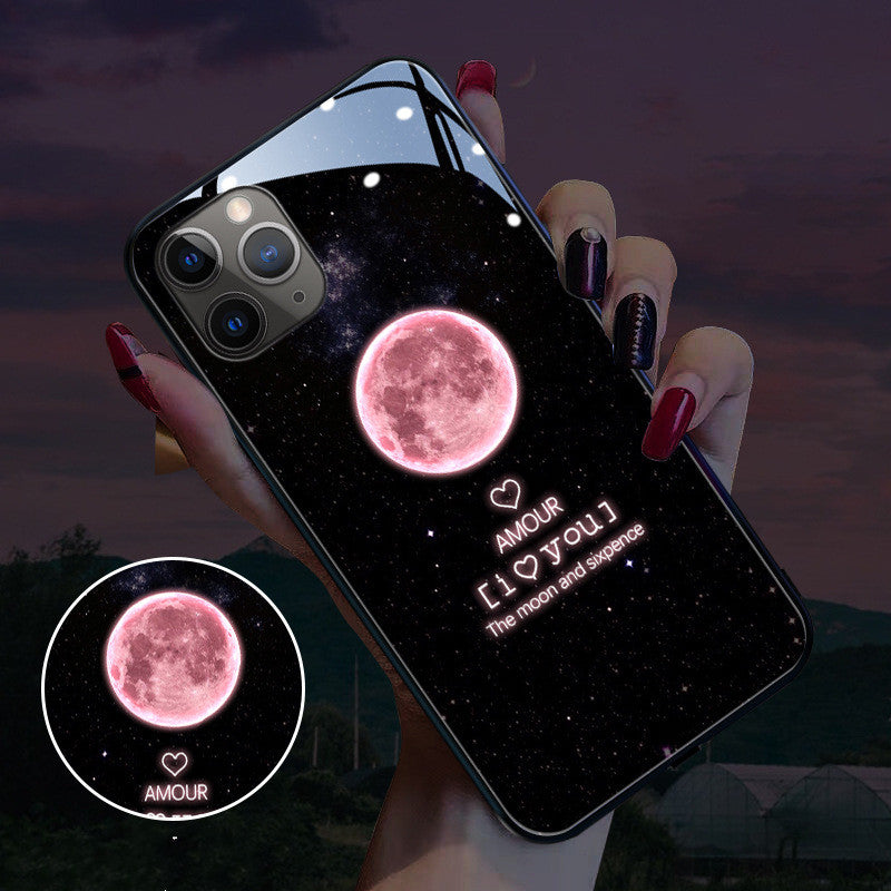 Apple voice-activated mobile phone case with tempered glass protection, compatible design