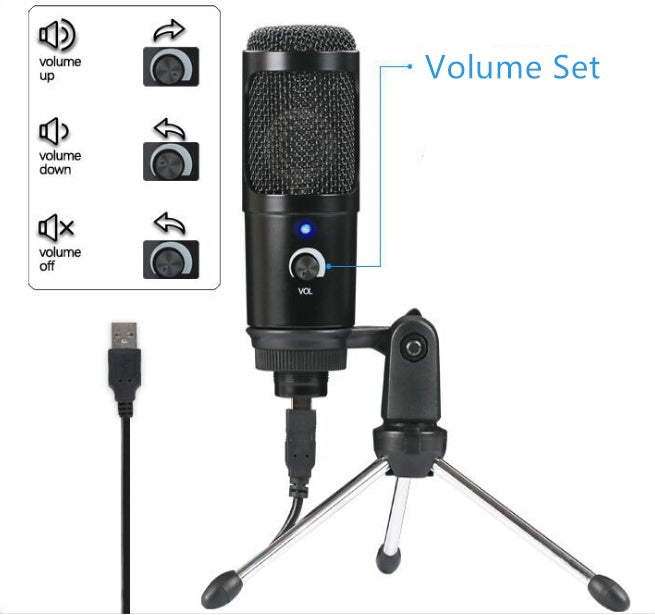 USB condenser microphone by My Store, black desktop microphone with adjustable stand