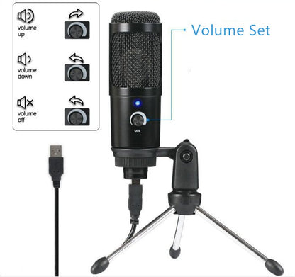 USB condenser microphone by My Store, black desktop microphone with adjustable stand