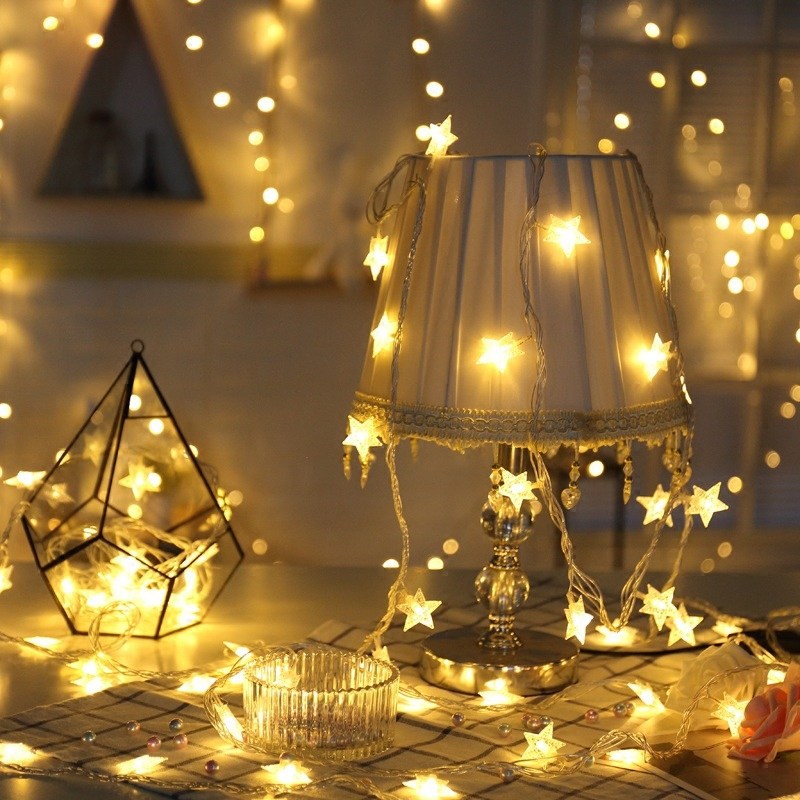 Starry LED lantern with flashing string lights for room layout décor