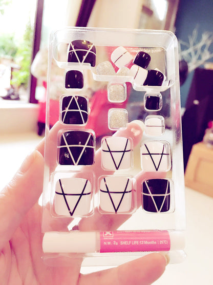 24-piece pro artificial acrylic toe nail patches in a full-cover design, displayed on a plain background