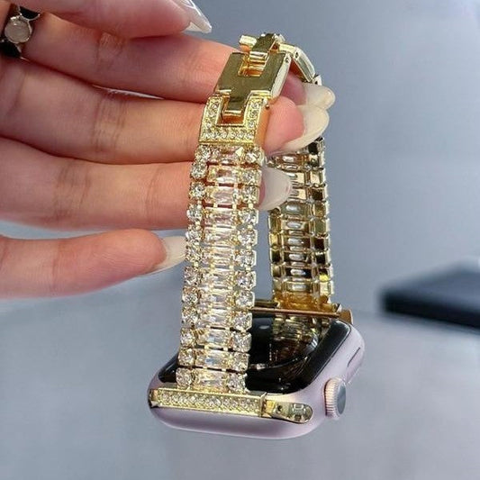 Shiny zircon metal watch band for Apple Watch Series 10, 11 and Ultra, women's fashionable strap accessory