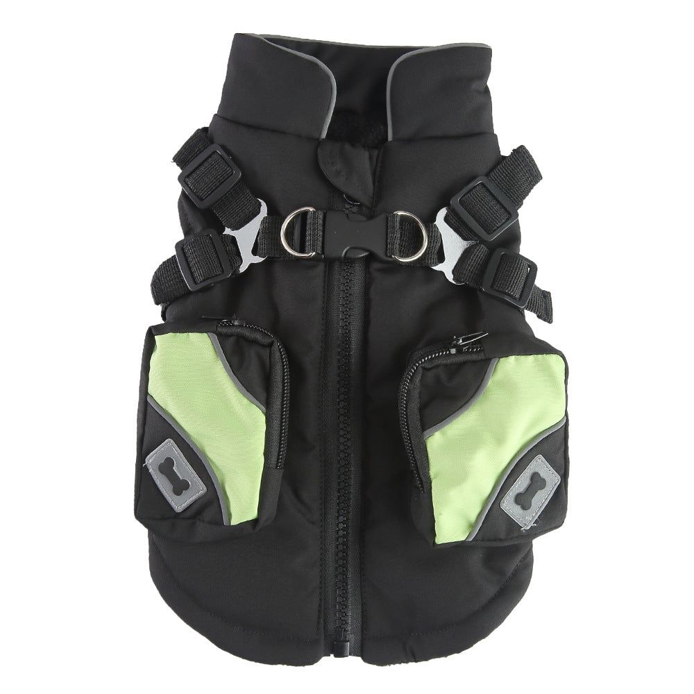 Pet supplies chest back zipper product, close-up view of zipper detail