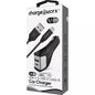 Chargeworx USB-A to USB-C car charger connected to vehicle power outlet, compact design for charging devices on the go.