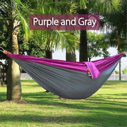 Portable nylon parachute backpacking hammock for outdoor use, double hammock design