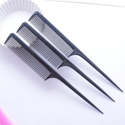 Black styling comb from BACKUPMYFILESNOW® with fine teeth, sleek design, ideal for precise hair styling and detangling.