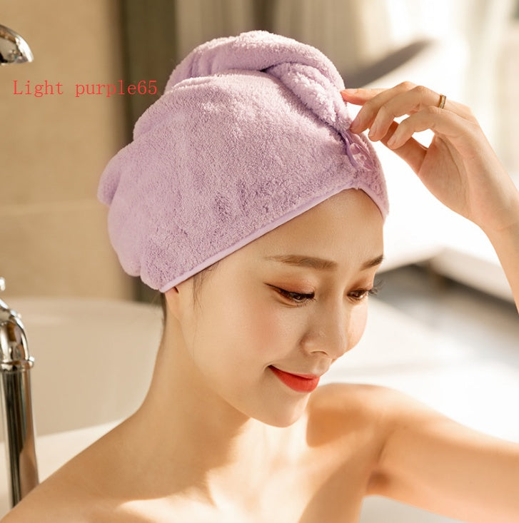 Women's absorbent hair dryer cap towel for drying hair, shown in soft fabric design