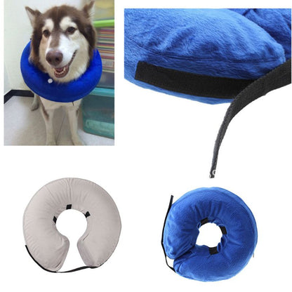 PVC inflatable dog collar for anti-bite and anti-lick protection, adjustable pet recovery collar