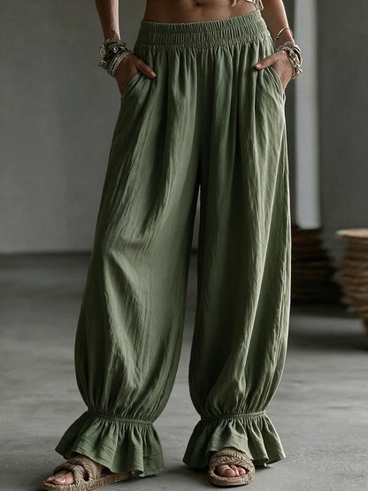 Women's autumn solid-color casual pants by My Store, full-length view