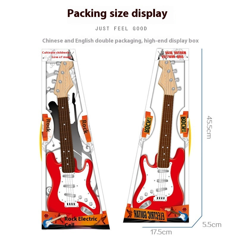 Blue electric guitar toy for boys, 4-string beginner musical instrument by My Store