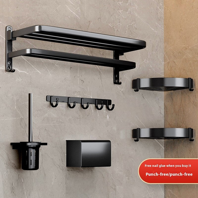 Black bathroom towel rack pendant wall hanger by My Store