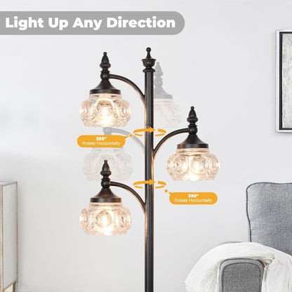Black 66Inch Tall Floor Lamp Dimmable Bulbs Included