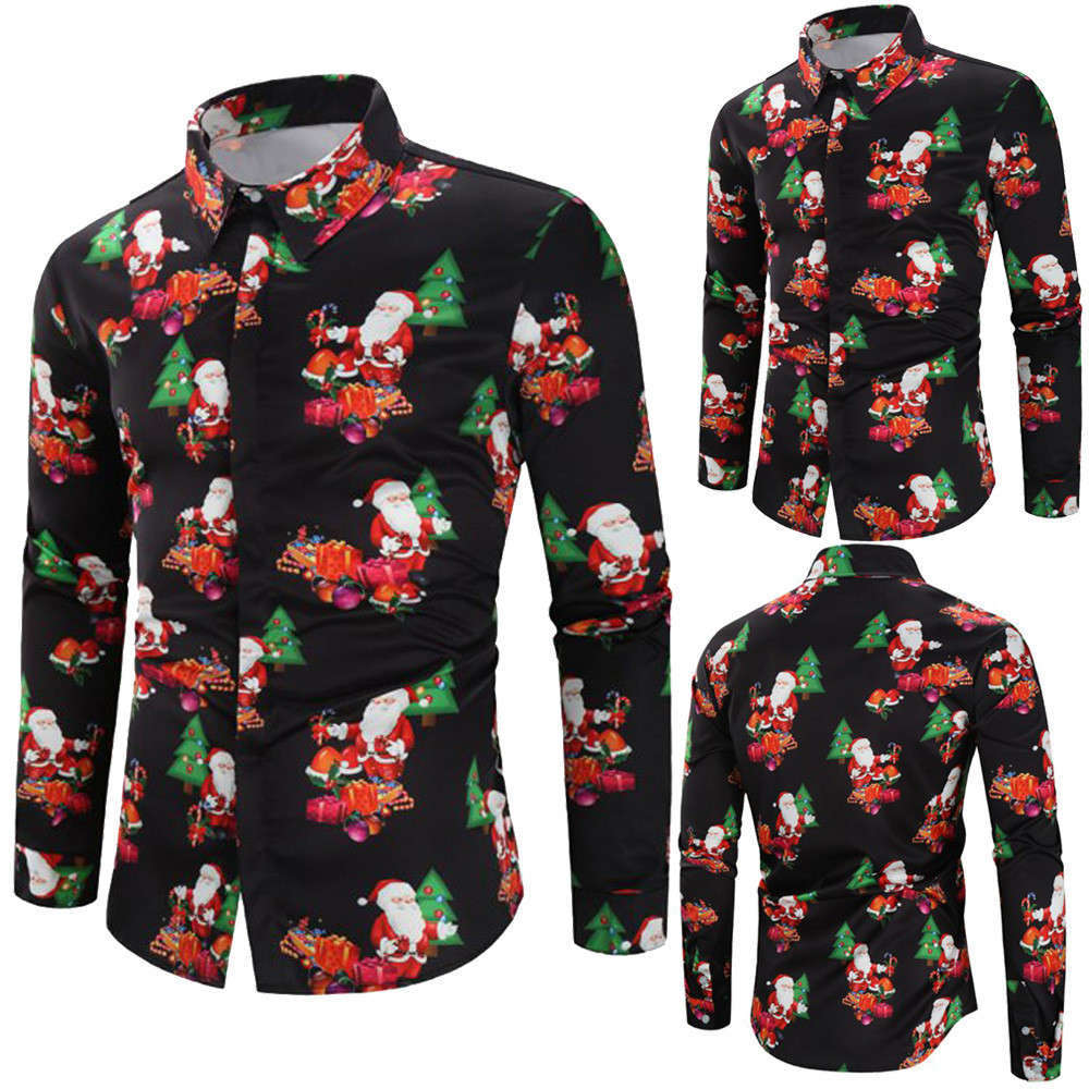 Men's Christmas shirt, festive holiday design, front view from My Store