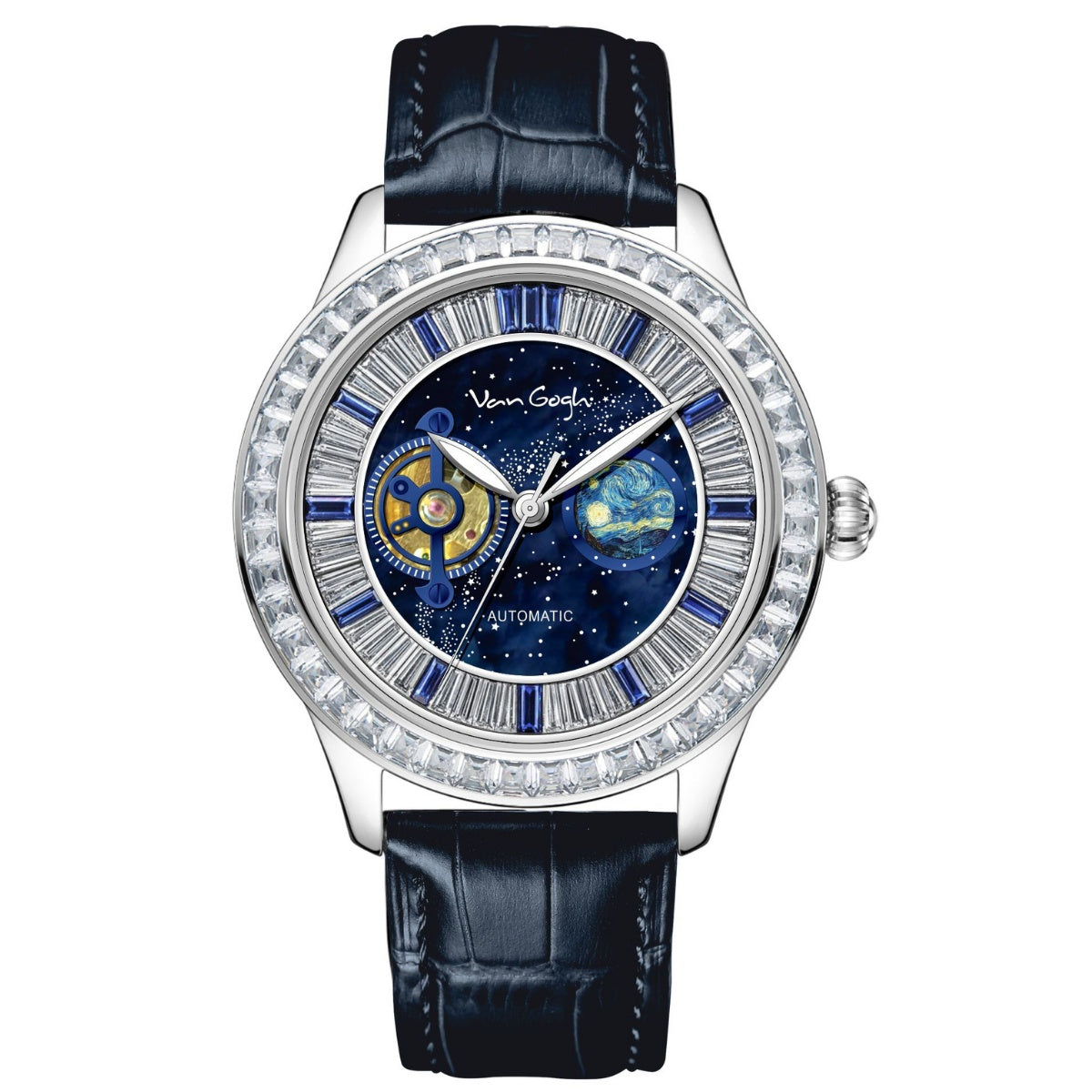 VanGogh Men's Geneva Series art automatic mechanical watch with detailed artistic dial and classic wristwatch design