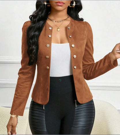 Women's double-breasted long-sleeve suit jacket without lining by My Store