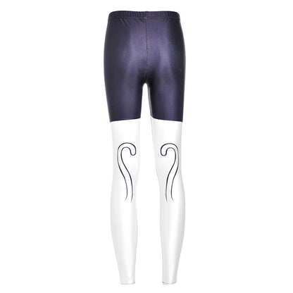 White cat print fashion women leggings for fitness by My Store
