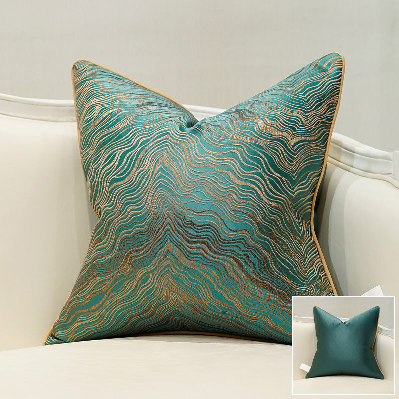 European luxury sofa pillow in light neutral fabric, decorative cushion with elegant textured design