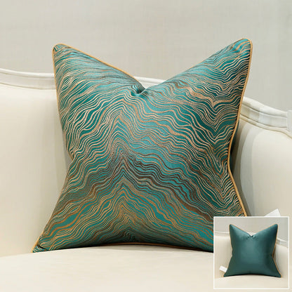 European luxury sofa pillow in light neutral fabric, decorative cushion with elegant textured design