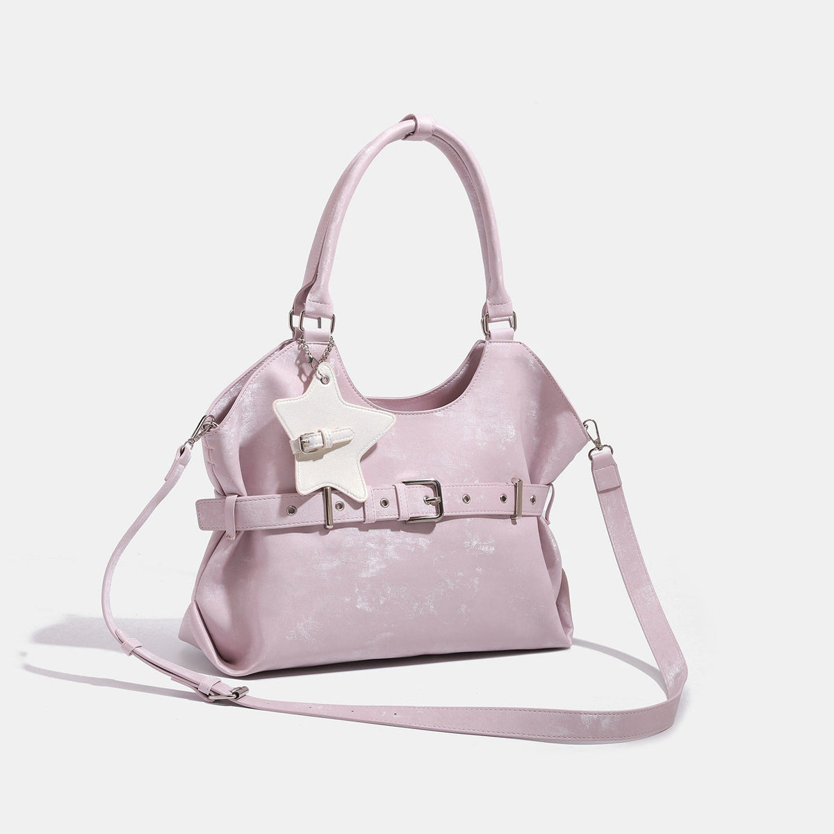 Belt-designed single-shoulder tote bag for women, large capacity handbag in a structured style