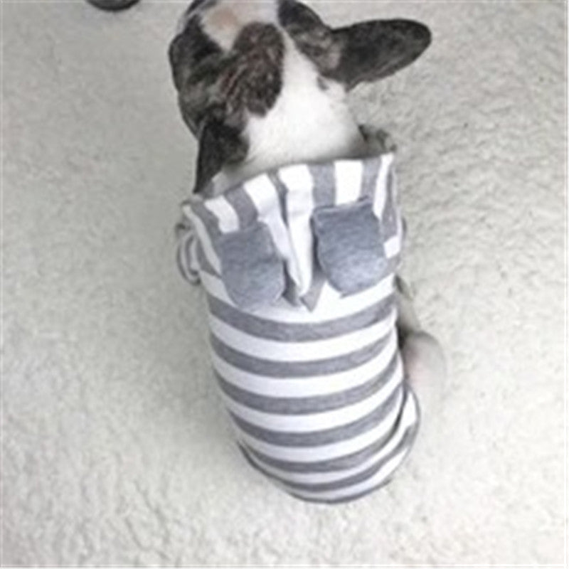 Striped pet sweater in soft fabric, showing classic horizontal stripes and a comfortable fit for dogs or cats