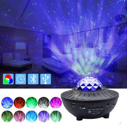 LED Bluetooth music projector light with colorful ambient lighting and built-in speaker