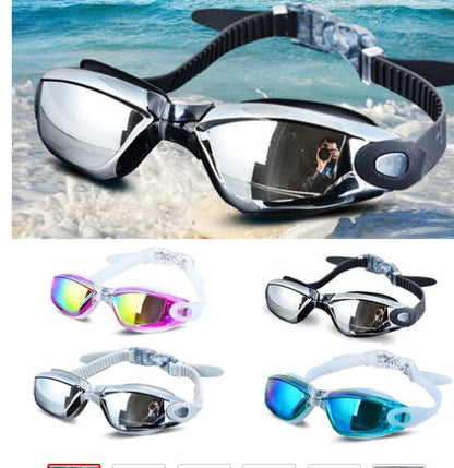 Swimming goggles, waterproof design with clear lenses and adjustable strap