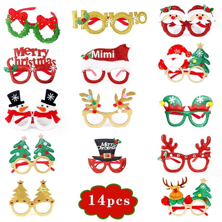 Christmas decorations glass set with festive holiday designs and clear glass finish