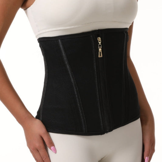 Cross-border mesh tummy control shapewear belt with zipper and 13 steel bones waist restraint girdle