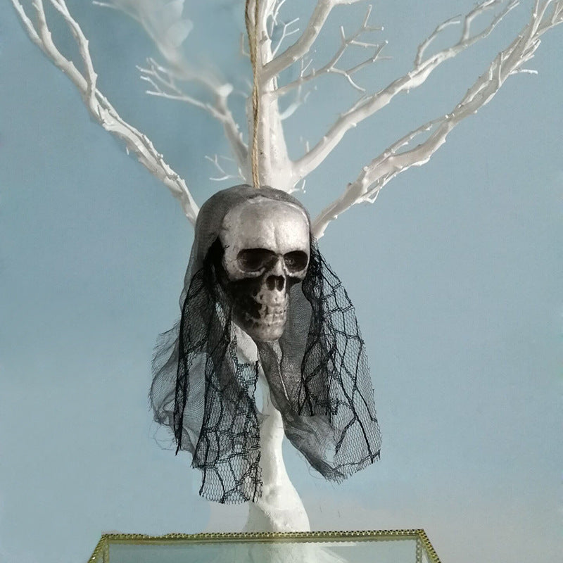 Halloween skull hanging decor displayed with detailed skull design for spooky seasonal decoration