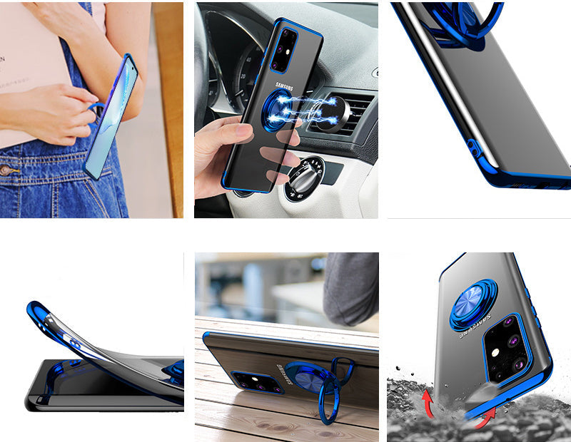 Samsung S20 mobile phone case in protective design, shown from the front and back