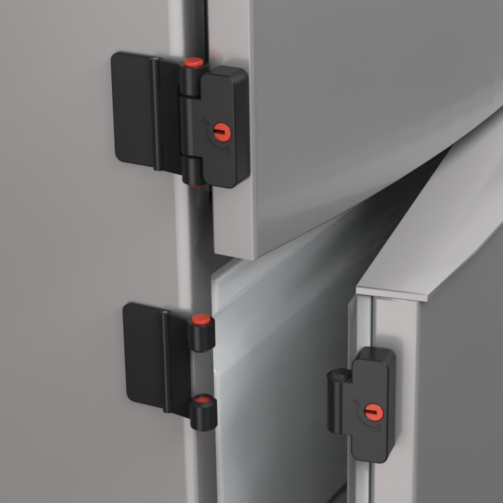 Refrigerator Door Locks Double Button Adhesive Fridge Lock with Keys File Drawer Lock Child Proof Freezer Door Lock and Child Baby Safety Cabinet Locks (Black-2)