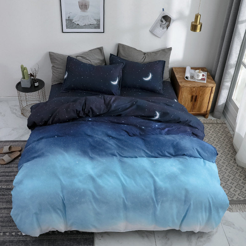 Quilt duvet cover and bed sheets set in four-piece bedding set