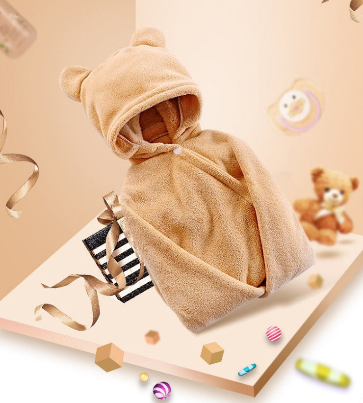 Cotton baby care hooded bath towel with soft hooded design for gentle drying