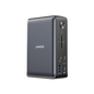 Anker 575 USB-C Docking Station showing multiple ports for charging and connectivity on a sleek black device.