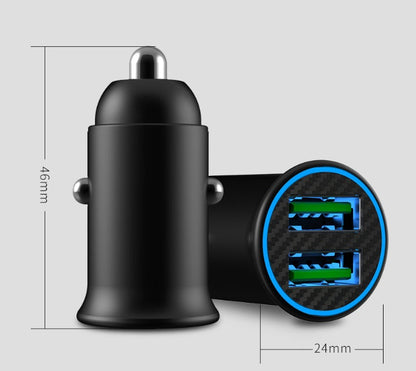 Mini car charger with QC3.0 fast charging port, compact black design